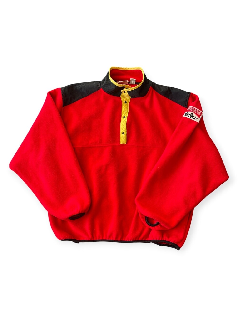 Vintage 90s Marlboro Adventure Team Fleece 1/4 Snap Red Colorblock Size XL